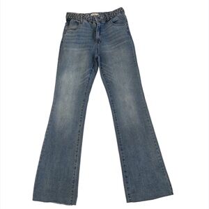 OAT Jeans Womens 6/28 Blue Bootcut‎ Braided Stretch Denim